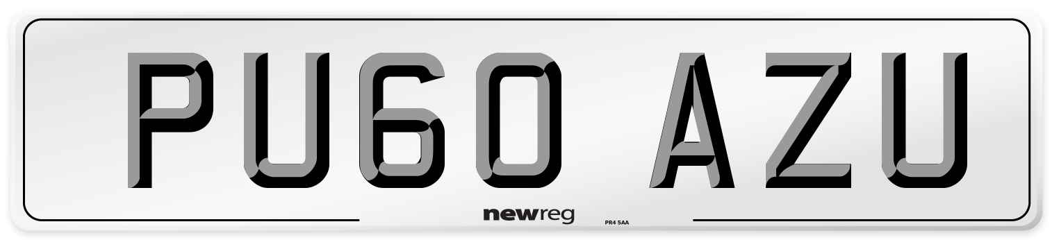 PU60 AZU Number Plate from New Reg